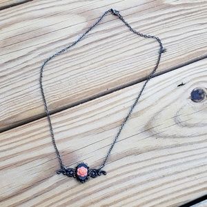 Black steam punk rose vintage style necklace